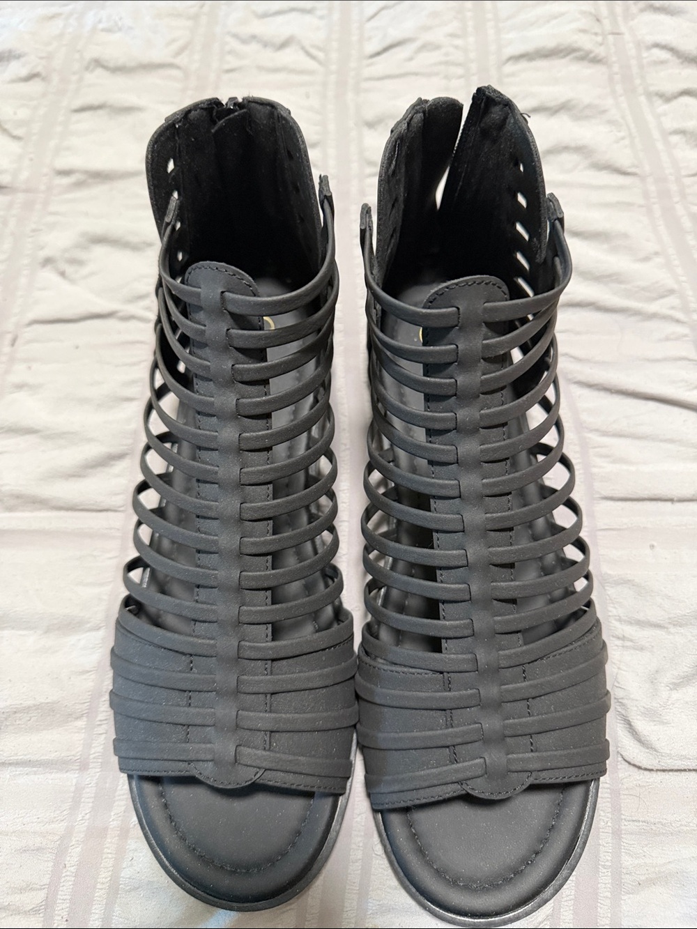 Journee Collection Black Strappy Cage Sandal Booties